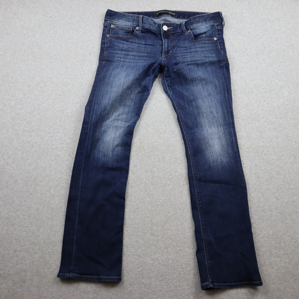 Express Jeans Womens 10S Barely Boot Blue Low Rise Stretch Dark Wash Denim